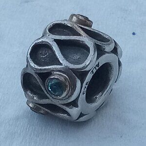 Authentic PANDORA 14K AND SS INFINITY BLUE TOPAZ CHARM 790366TPP RARE RETIRED